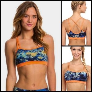 Zobha Athena strappy studio bra in Muscari Blue